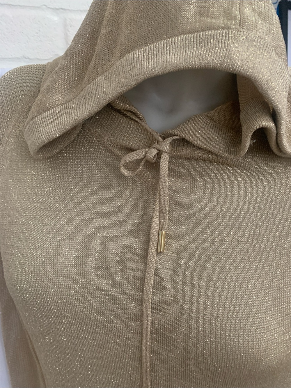 MICHAEL Michael Kors Metallic Gold Knit Hoodie Sweater - Picture 3 of 6